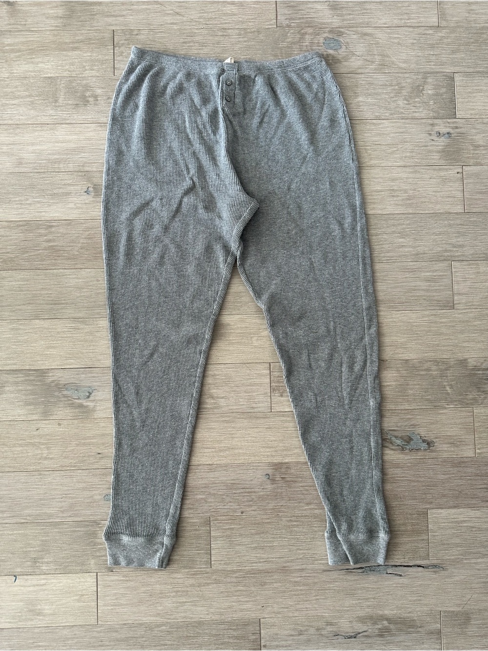 100% Organic Cotton Pjs Pants Cozy Thermal Lounge Pants - Gray Medium